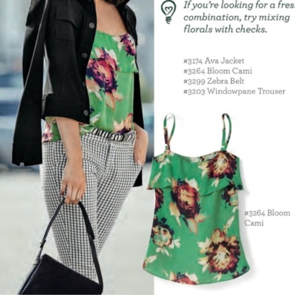 Cabi Green Floral Bloom Tank Top Cami 3264 Size Small